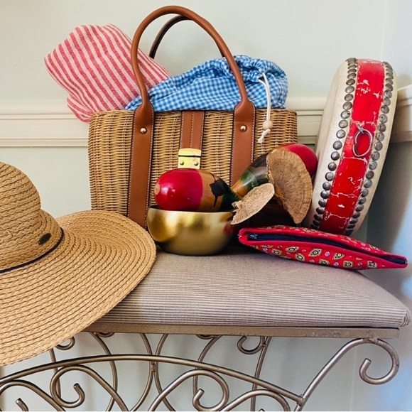 RLH Stripe Bag Red Natural Loom Weave Organic Cotton Travelin’ Light REwork NEW! - Picture 14 of 16